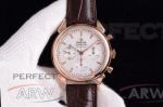 Perfect Replica Omega Speedmaster Rose Gold Smooth Bezel Leather Strap 42mm Watch